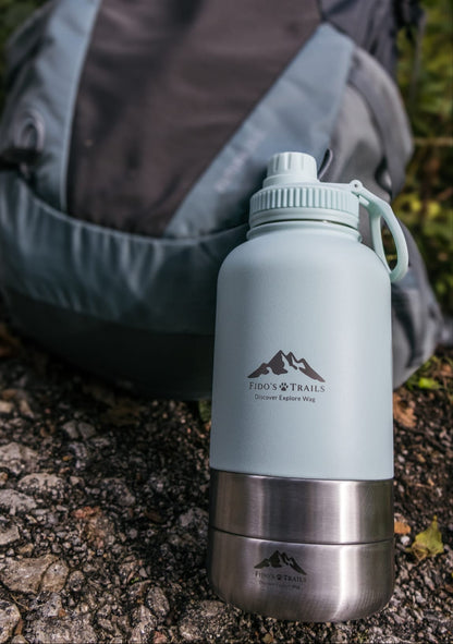 Fido’s Trails 3-in-1 Water Bottle with Detachable Bowls – Coastal Blue | 1 Litre Adventure-Ready Hydration for Dogs & Owners