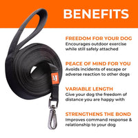 The Canny Company Recall Lead | Long Line for Recall Training | 5m or 7m | Brushed Steel or Carabiner
