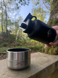 Fido's Trails 3-in-1 Water Bottle with Detachable Bowls – For Dogs & Owners, 1 Litre Black