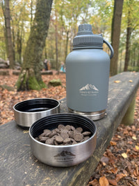 Fido's Trails 3-in-1 Water Bottle with Detachable Bowls – For Dogs & Owners, 1 Litre Mountain Grey