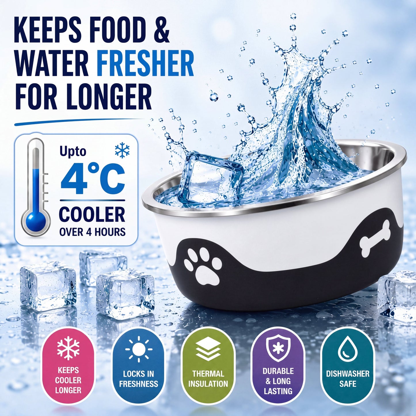 ThermaCool Dog Bowl | Insulated Dog Bowl with SuperMat® Technology | Espresso