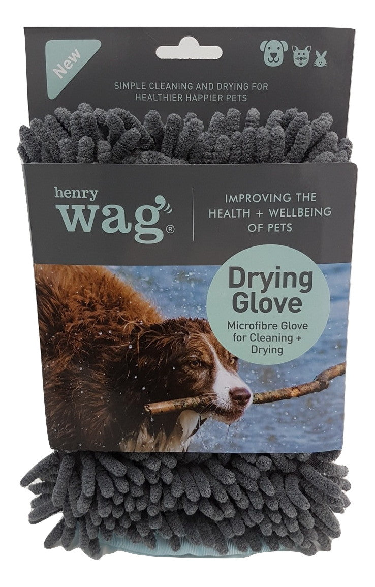 Henry Wag Microfibre Drying Glove | Dual-Sided Dog Cleaning & Grooming Glove
