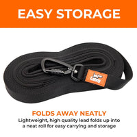 The Canny Company Recall Lead | Long Line for Recall Training | 5m or 7m | Brushed Steel or Carabiner