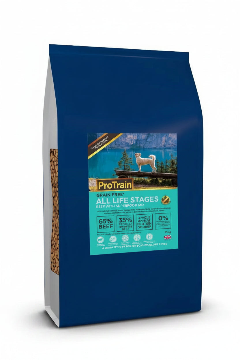 ProTrain All Life Stages Grain Free Grass Fed Angus Beef Dry Dog Food (Made in UK)