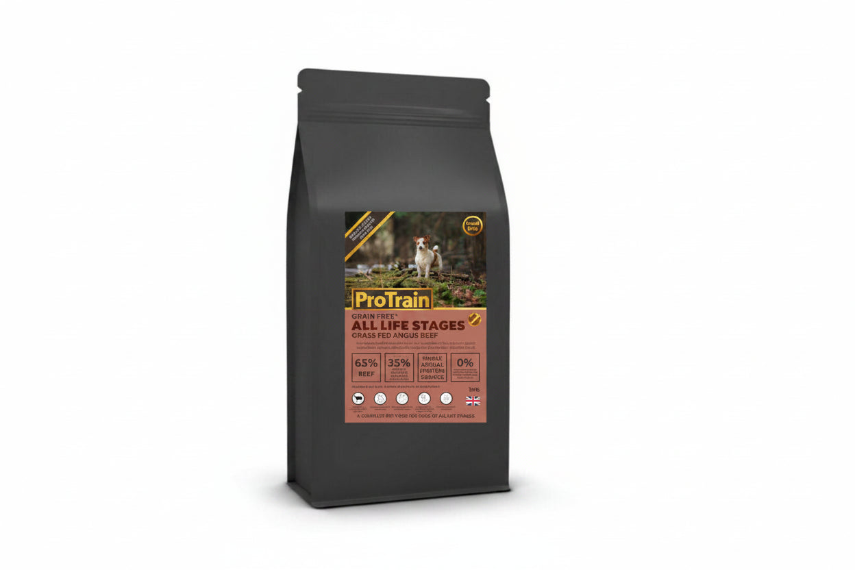 ProTrain All Life Stages Grain Free Grass Fed Angus Beef Small Bite Dry Dog Food (Made in UK)