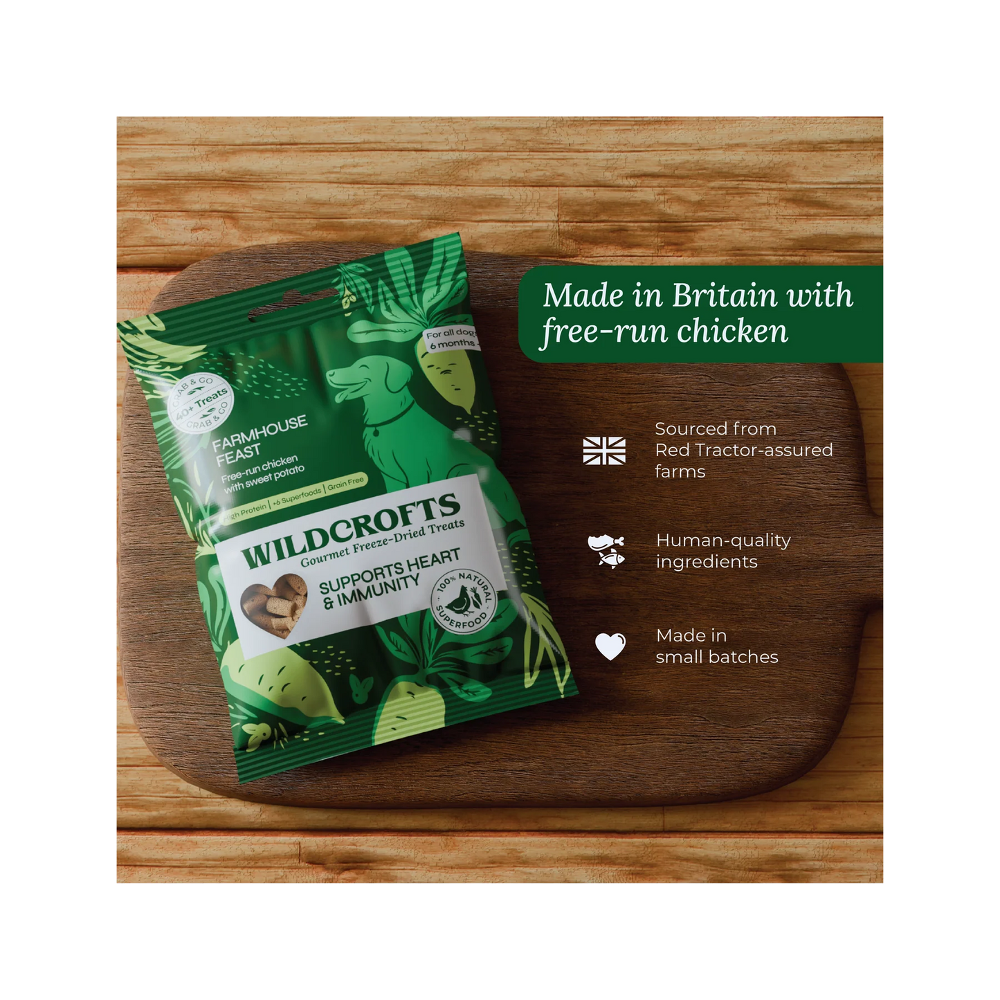 Wildcrofts Farmhouse Feast | Freeze-Dried Chicken with Sweet Potato | Supports Heart & Immunity