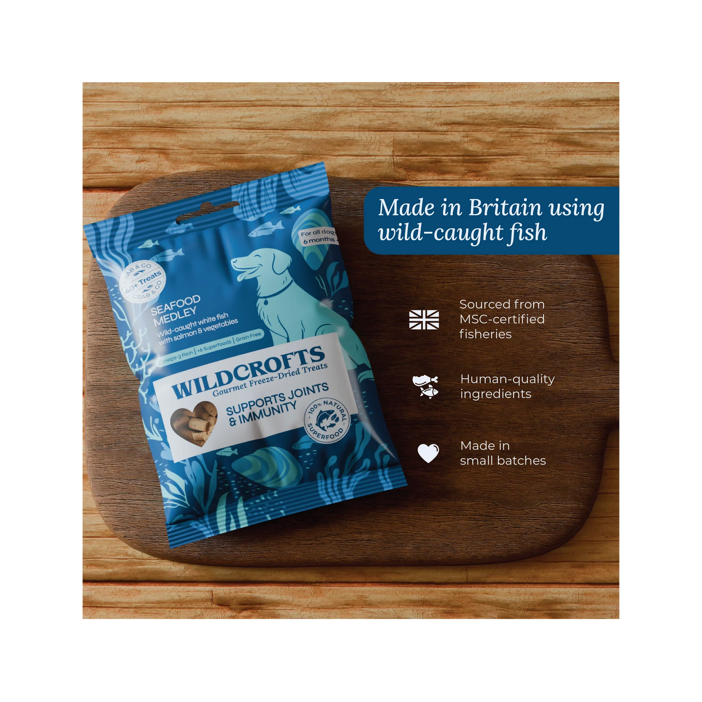 Wildcrofts Seafood Medley | Freeze-Dried White Fish, Salmon & Vegetables | Supports Joints & Immunity