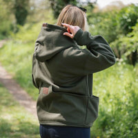 Dog & Field Handler Hoodie worn outdoors showing rear pocket