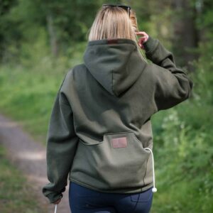 Dog & Field Handler Hoodie front pocket during training