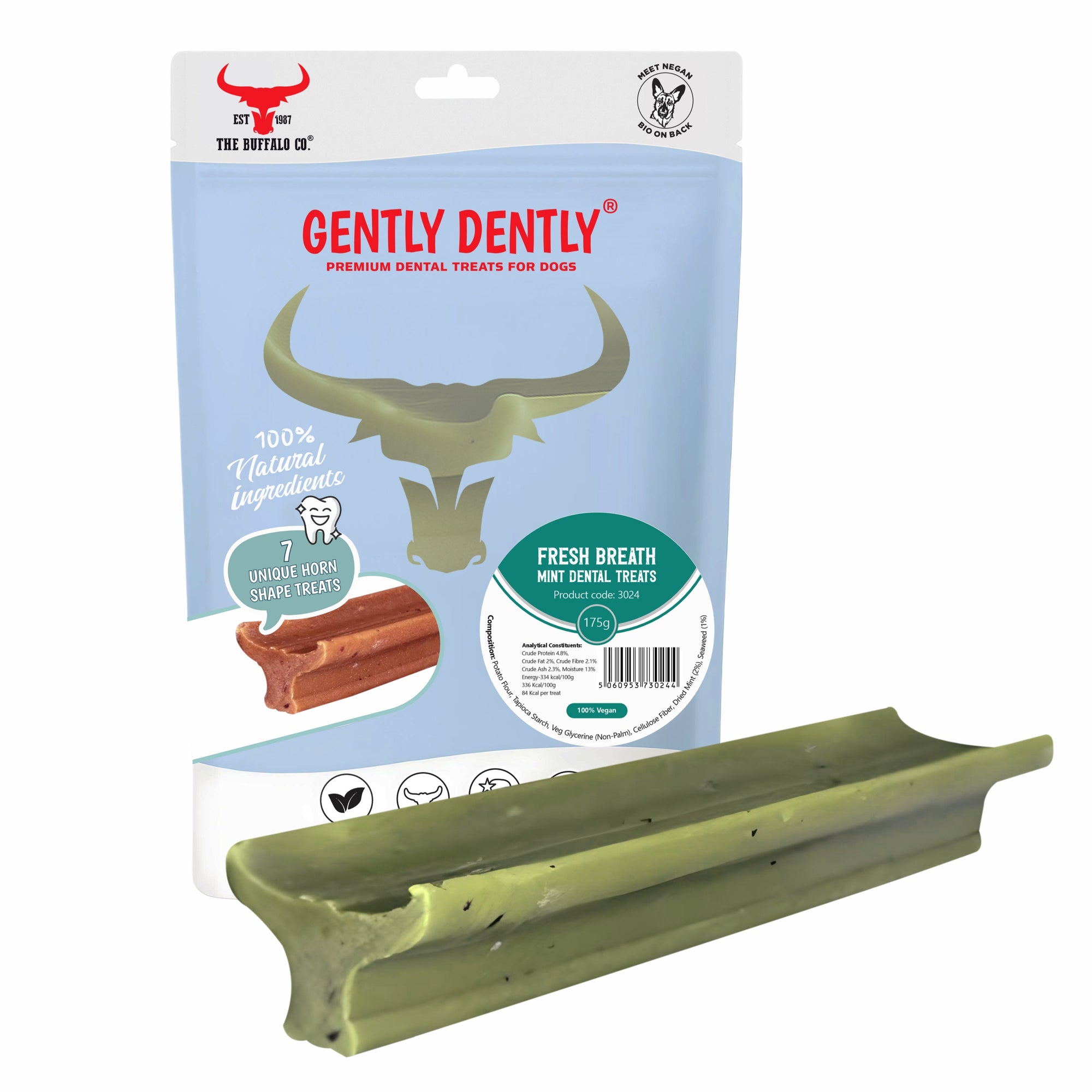 Gently Dently- Fresh Breath Mint Dental Treats for Dogs 175g