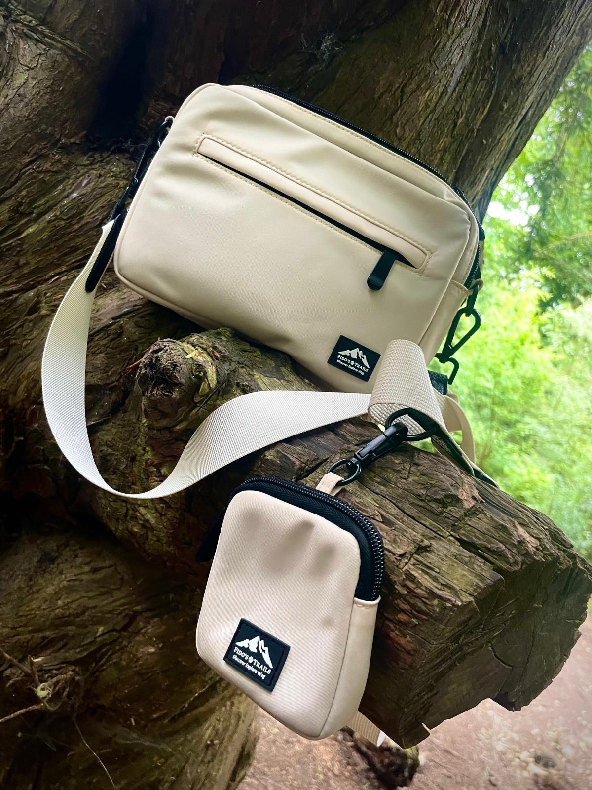 Dog Walking Bag with Mini Treat Pouch - Stone | Fido's Trails