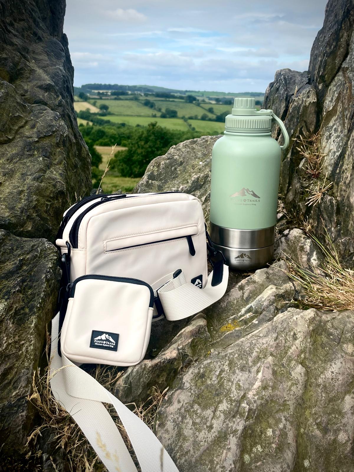 Dog Walking Bag with Mini Treat Pouch - Stone | Fido's Trails