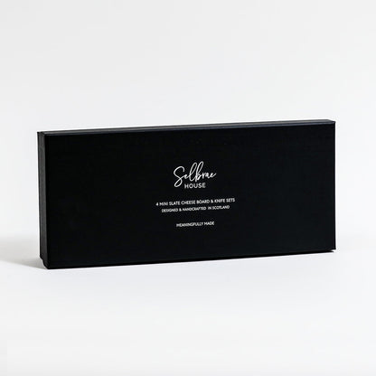 Stag Prince Mini Slate Cheese Board & Knives - Set of 4