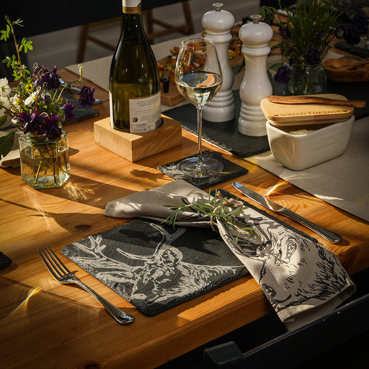 Stag Slate Coaster & Place Mat Set