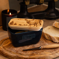 Scenic Stag Blue Butter Dish