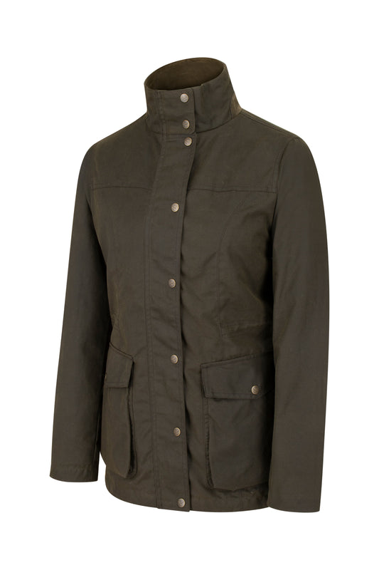 CLEARANCE - Hoggs of Fife Caledonia Ladies Waxed Jacket. Antique Olive.