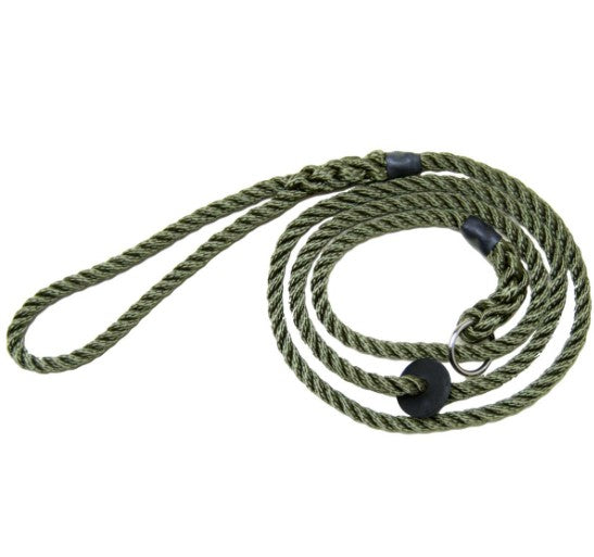 Bisley Deluxe 6mm Slip Lead 1.2M | Rubber Stop | Green, Natural, Red, Blue