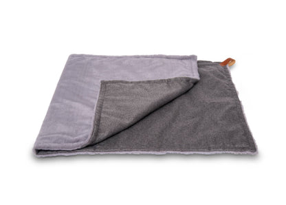 THE BALMORAL | LUXURY GREY HERRINGBONE & FAUX FUR REVERSIBLE DOG BLANKET