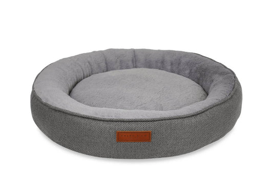 THE BALMORAL | LUXURY HERRINGBONE CALMING DONUT DOG BED
